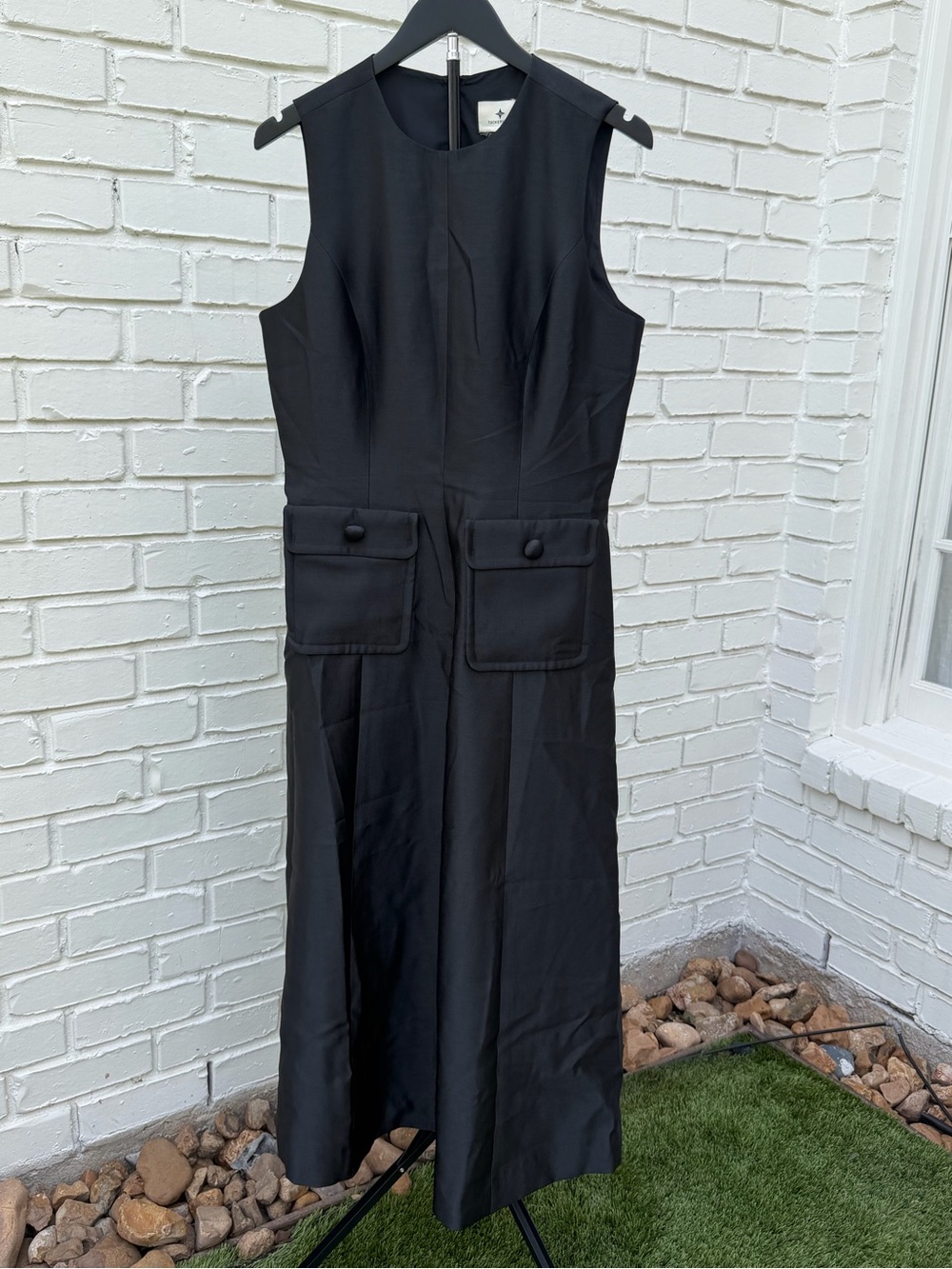 Tuckernuck Black Dupioni Helene Midi Dress NWT Size 10 Pocket Dress - Picture 10 of 15